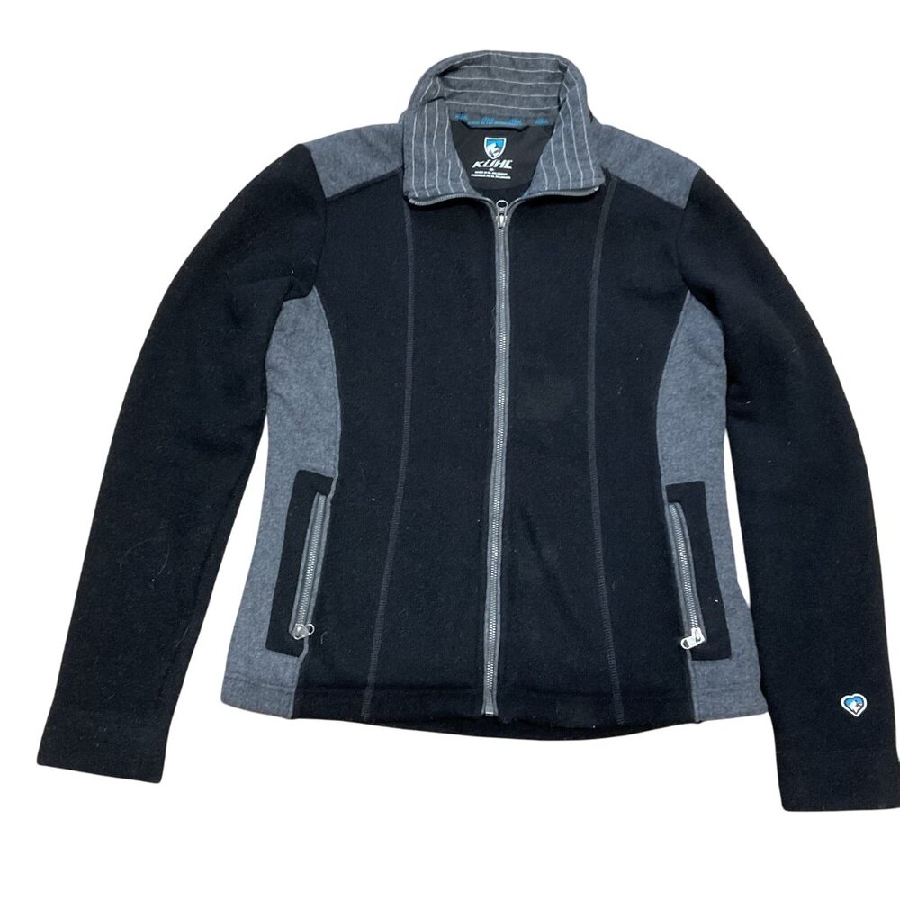 Kuhl Alfpaca Fleece Jacket Size M Black w/ Pockets Hiking Climbing Womens